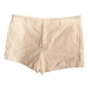 ELLE White Embroidered Flowers Cotton Lined Women's Shorts Size 10 VGUC